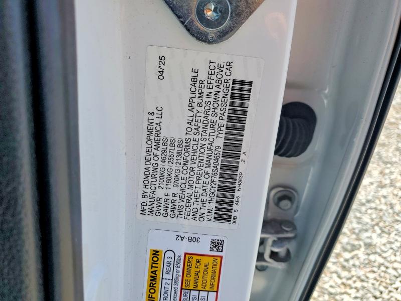 Aukcja sprzedaży 2025 Honda Accord, vin: 1HGCY2F76SA046579, numer aukcji: 55648606