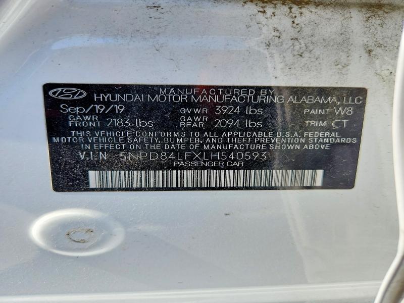 Продаж на аукціоні авто 2020 Hyundai Elantra, vin: 5NPD84LFXLH540593, номер лоту: 56617966