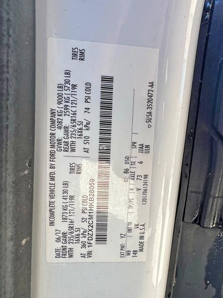2017 Ford Transit მანქანა იყიდება აუქციონზე, vin: 1FDZX2CM1HKB28059, აუქციონის ნომერი: 58980136