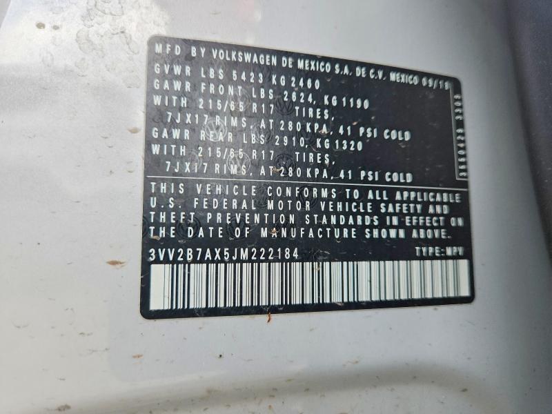 Продаж на аукціоні авто 2018 Volkswagen Tiguan, vin: 3VV2B7AX5JM222184, номер лоту: 56659256