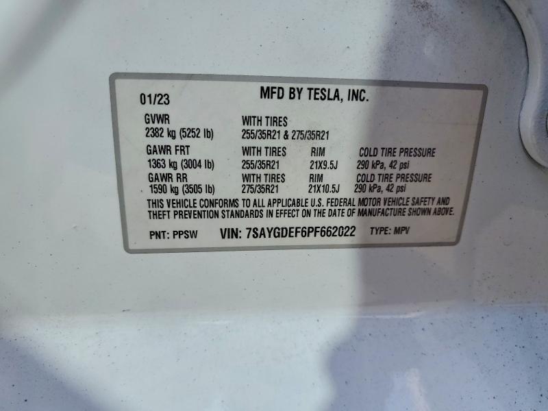 55838686 :رقم المزاد ، 7SAYGDEF6PF662022 vin ، 2023 Tesla Model Y مزاد بيع