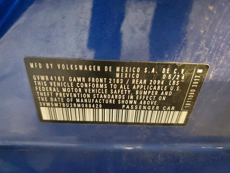 Aukcja sprzedaży 2024 Volkswagen Jetta, vin: 3VW5M7BU2RM088429, numer aukcji: 57015916