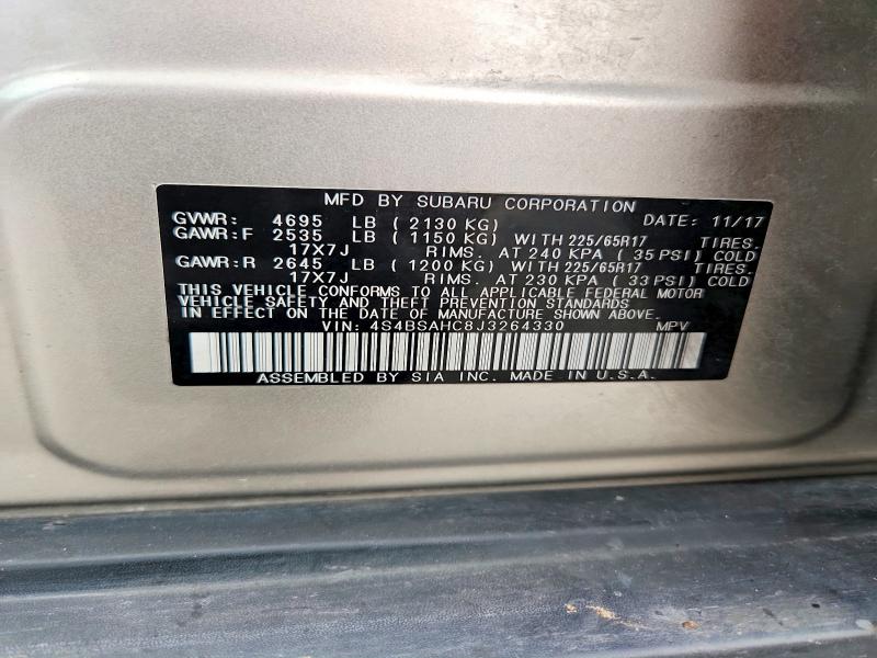 Aukcja sprzedaży 2018 Subaru Outback, vin: 4S4BSAHC8J3264330, numer aukcji: 56030436