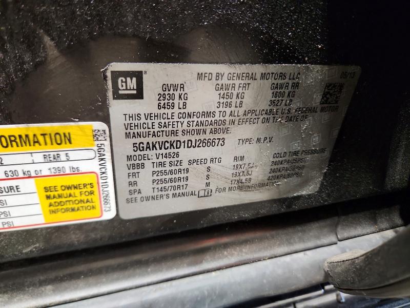 2013 Buick Enclave მანქანა იყიდება აუქციონზე, vin: 5GAKVCKD1DJ266673, აუქციონის ნომერი: 56497796