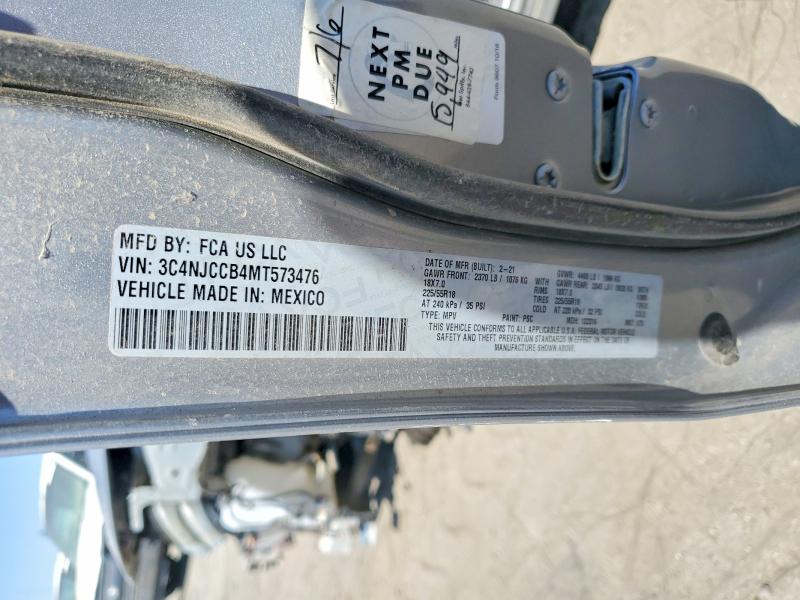 Продажа на аукционе авто 2021 Jeep Compass, vin: 3C4NJCCB4MT573476, номер лота: 57593406