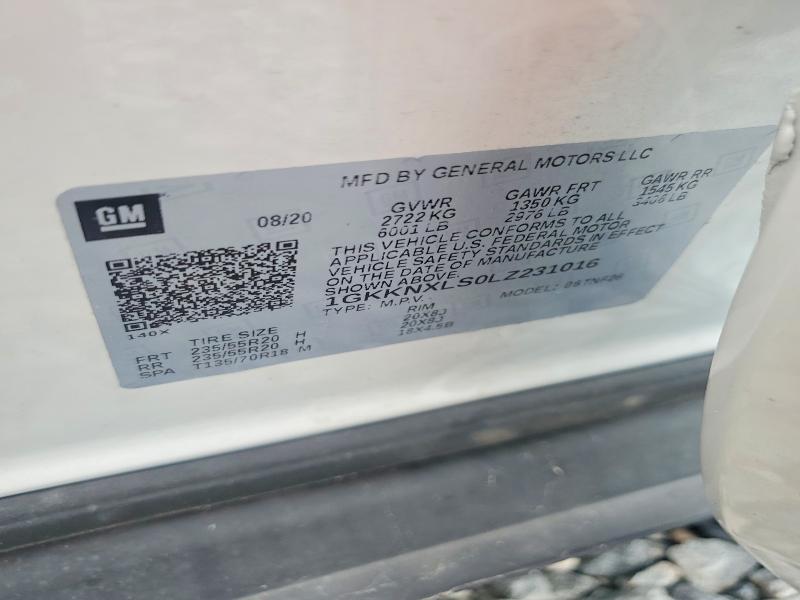 55594106 :رقم المزاد ، 1GKKNXLS0LZ231016 vin ، 2020 Gmc Acadia مزاد بيع