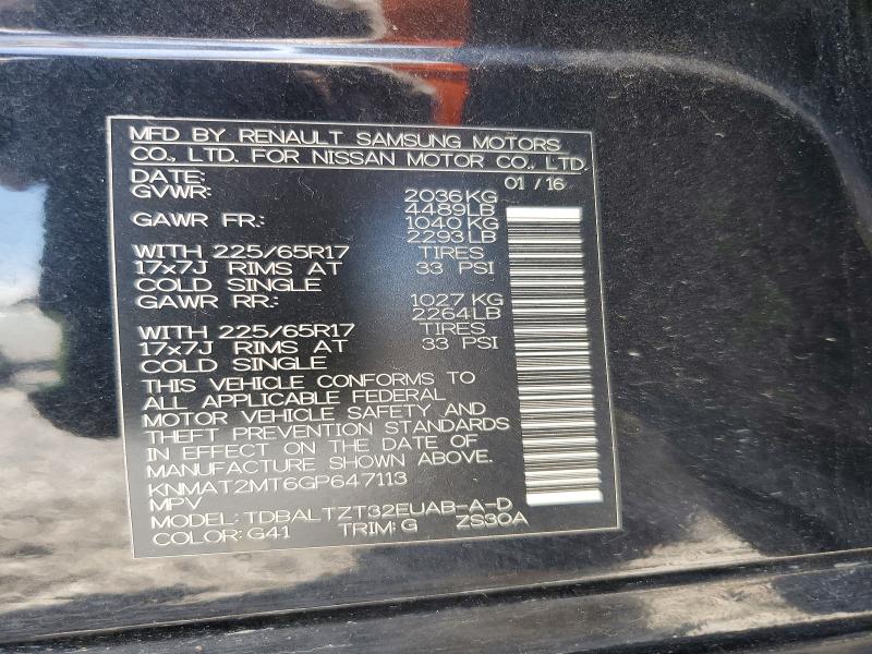 2016 Nissan Rogue მანქანა იყიდება აუქციონზე, vin: KNMAT2MT6GP647113, აუქციონის ნომერი: 55830836
