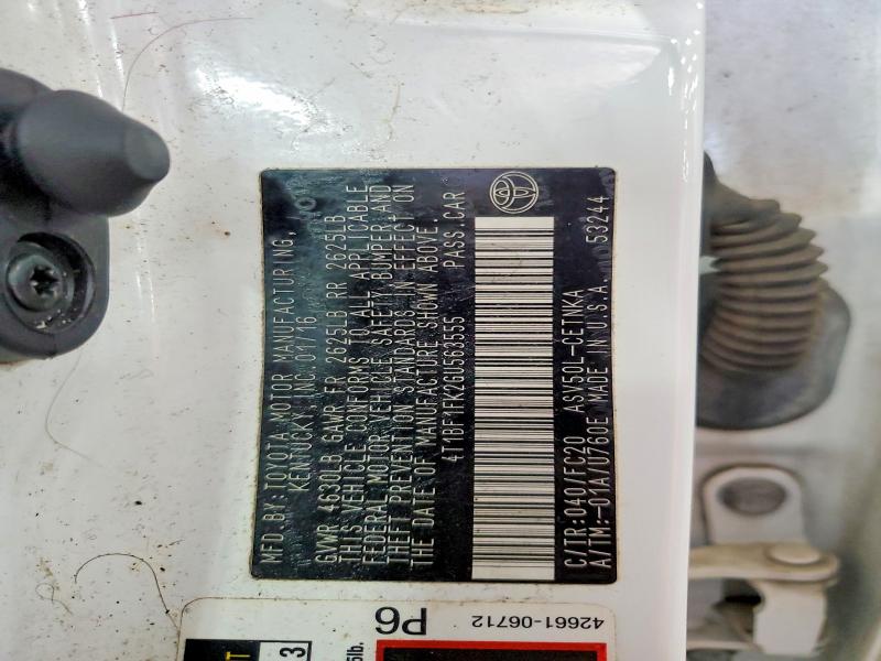 57149246 :رقم المزاد ، 4T1BF1FK2GU563555 vin ، 2016 Toyota Camry مزاد بيع