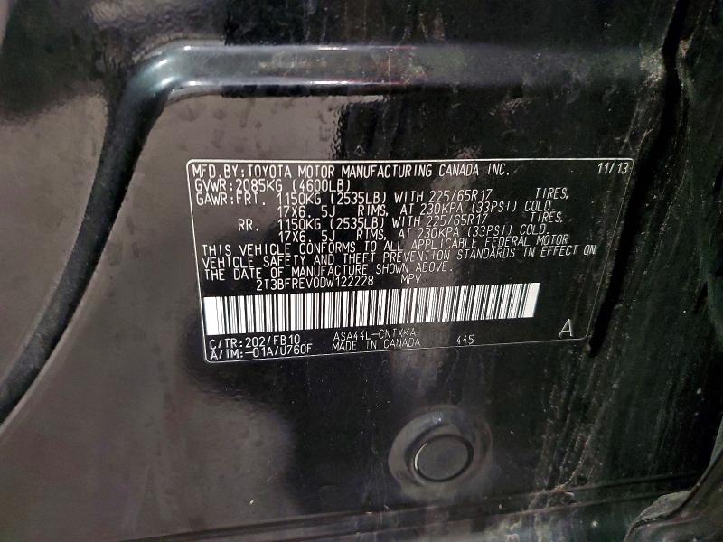 Aukcja sprzedaży 2013 Toyota Rav4, vin: 2T3BFREV0DW122228, numer aukcji: 56483846