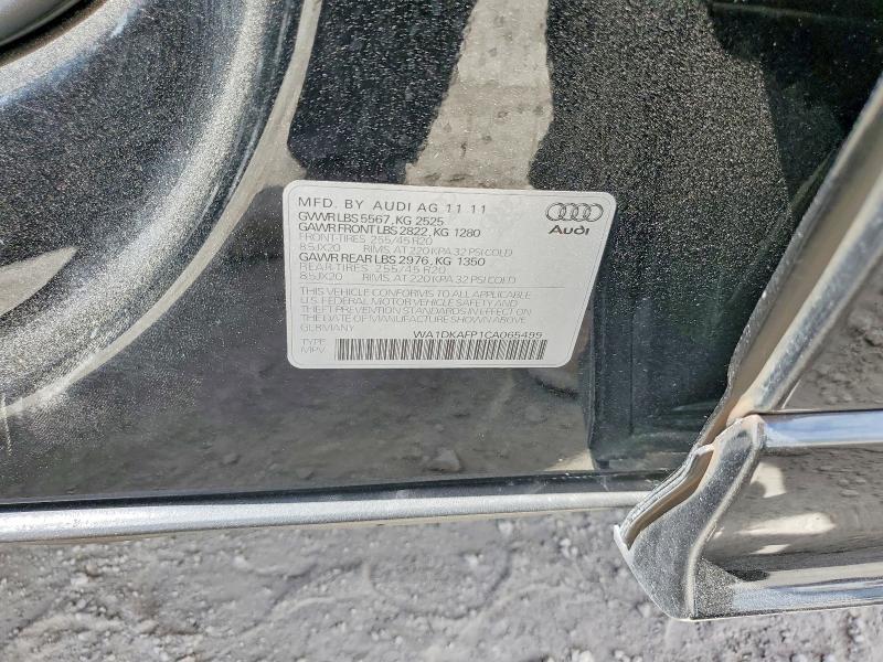 2012 Audi Q5 მანქანა იყიდება აუქციონზე, vin: WA1DKAFP1CA065499, აუქციონის ნომერი: 58211906