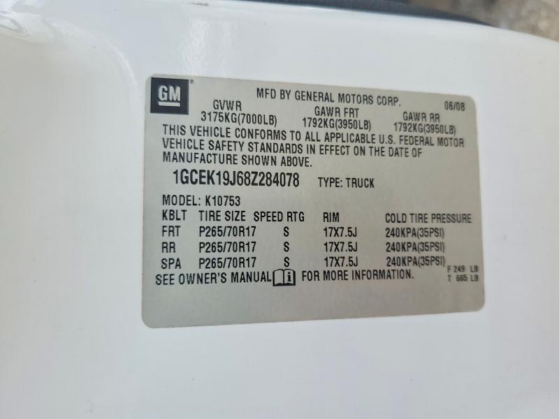 Продаж на аукціоні авто 2008 Chevrolet Silverado, vin: 1GCEK19J68Z284078, номер лоту: 56590936