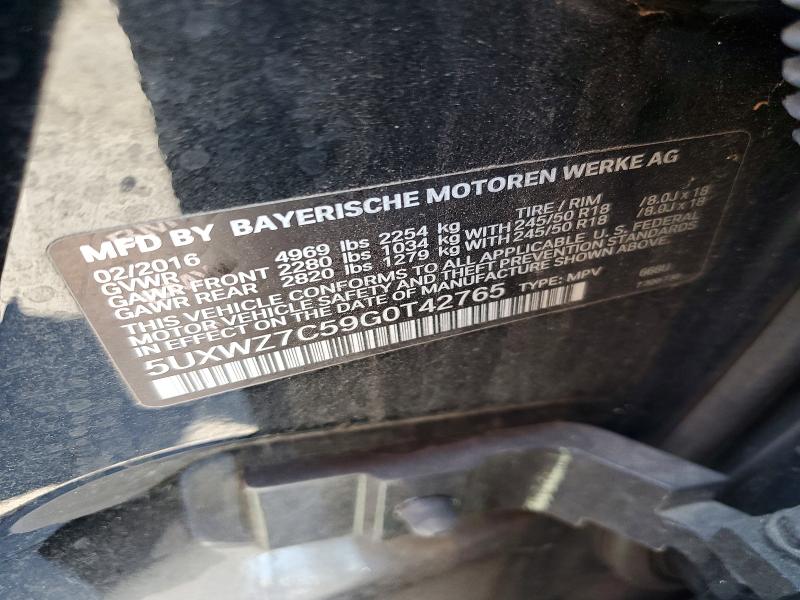 55719016 :رقم المزاد ، 5UXWZ7C59G0T42765 vin ، 2016 Bmw X3 مزاد بيع