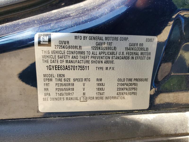 Aukcja sprzedaży 2007 Cadillac Srx, vin: 1GYEE63A570175511, numer aukcji: 54926206