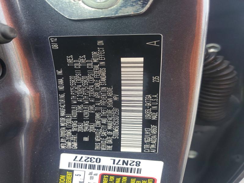 Продаж на аукціоні авто 2012 Toyota Sequoia, vin: 5TDDW5G15CS072597, номер лоту: 58779966