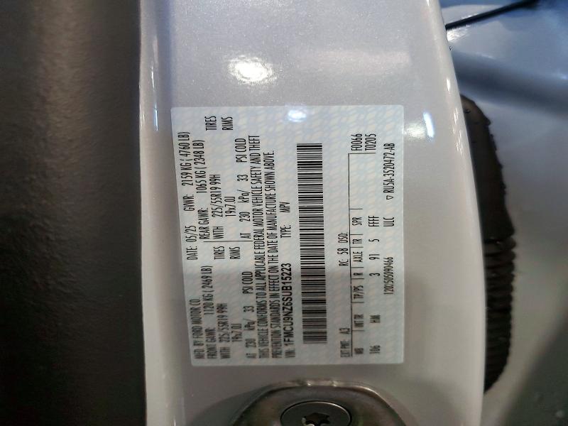 2025 Ford Escape მანქანა იყიდება აუქციონზე, vin: 1FMCU9NZ6SUB15223, აუქციონის ნომერი: 56782056