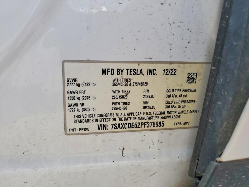 Продажа на аукционе авто 2023 Tesla Model X, vin: 7SAXCDE52PF375985, номер лота: 73340955