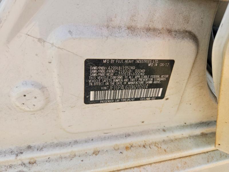Aukcja sprzedaży 2013 Subaru Impreza, vin: JF1GPAL61DH210314, numer aukcji: 58299816