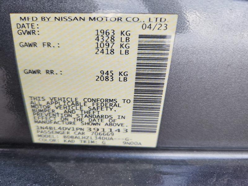 Продажа на аукционе авто 2023 Nissan Altima, vin: 1N4BL4DV1PN391143, номер лота: 55802616