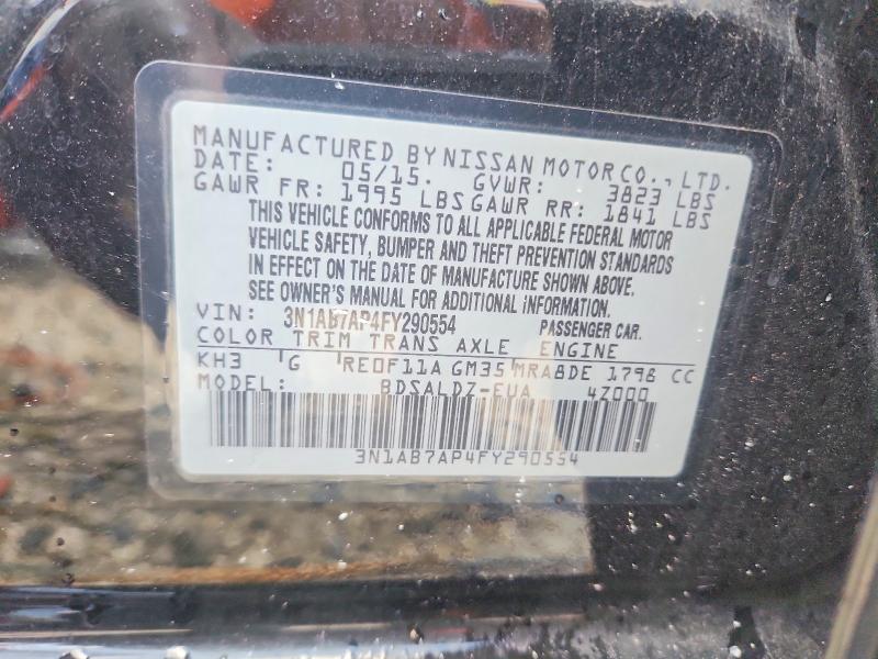 Продаж на аукціоні авто 2015 Nissan Sentra, vin: 3N1AB7AP4FY290554, номер лоту: 58646726
