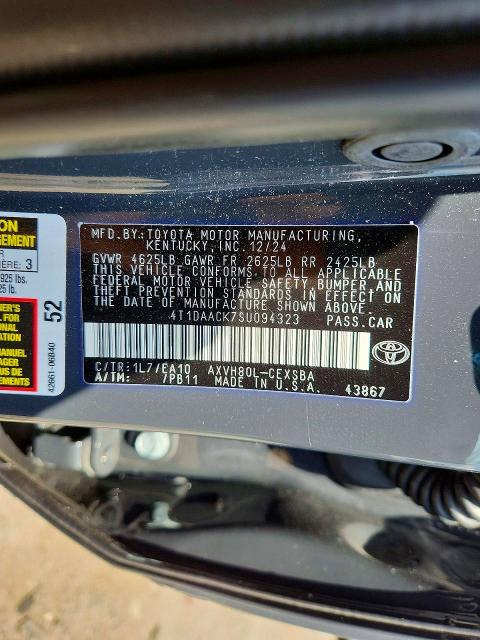 2025 Toyota Camry მანქანა იყიდება აუქციონზე, vin: 4T1DAACK7SU094323, აუქციონის ნომერი: 57710586