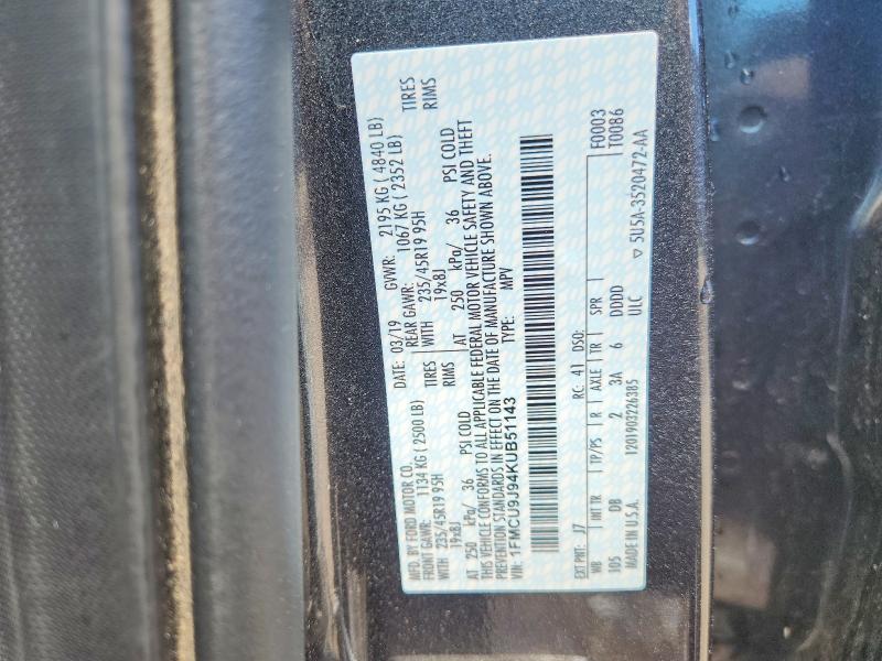 Aukcja sprzedaży 2019 Ford Escape, vin: 1FMCU9J94KUB51143, numer aukcji: 57764126