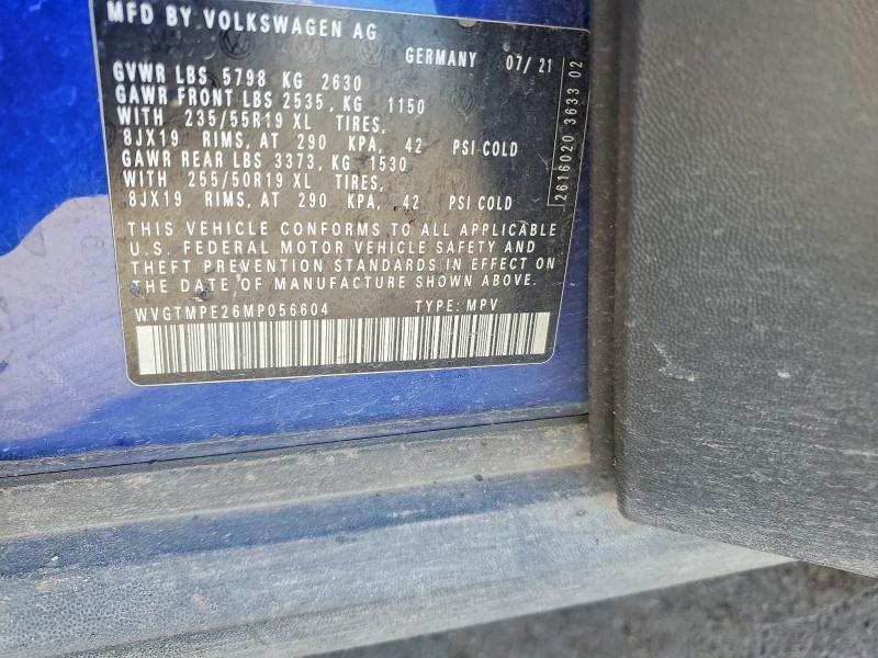 Aukcja sprzedaży 2021 Volkswagen Id.4, vin: WVGTMPE26MP056604, numer aukcji: 56520276