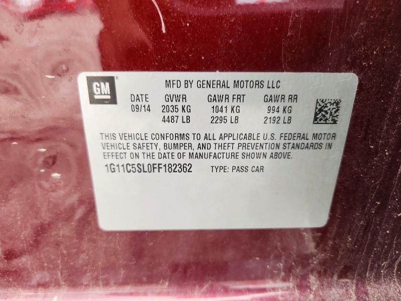56569466 :رقم المزاد ، 1G11C5SL0FF182362 vin ، 2015 Chevrolet Malibu مزاد بيع