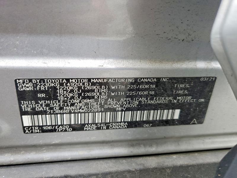 56450316 :رقم المزاد ، 2T3B6RFV4MW022891 vin ، 2021 Toyota Rav4 Hybrid مزاد بيع