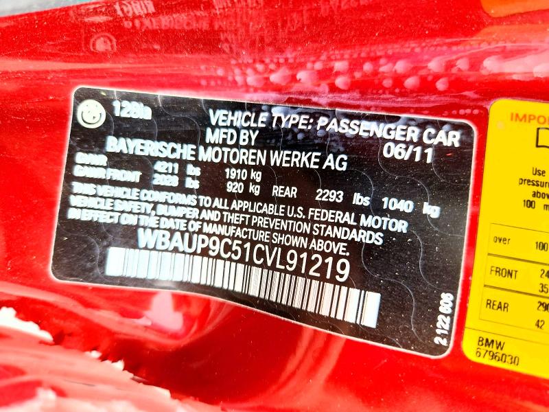 Aukcja sprzedaży 2012 Bmw 128, vin: WBAUP9C51CVL91219, numer aukcji: 55773836