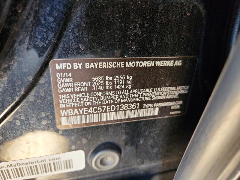 Aukcja sprzedaży 2014 Bmw 740, vin: WBAYE4C57ED138361, numer aukcji: 54858236