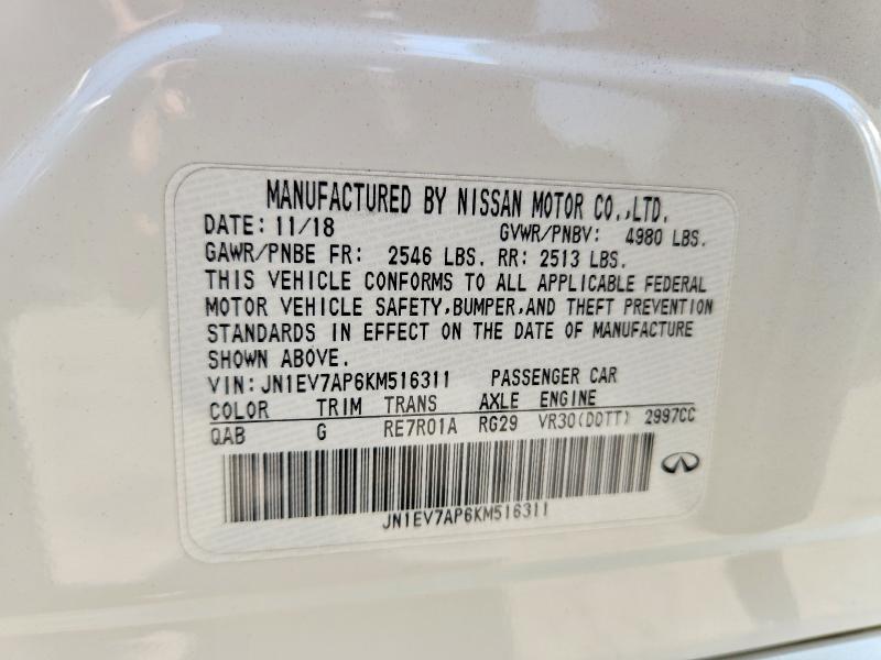 Продажа на аукционе авто 2019 Infiniti Q50, vin: JN1EV7AP6KM516311, номер лота: 58052526
