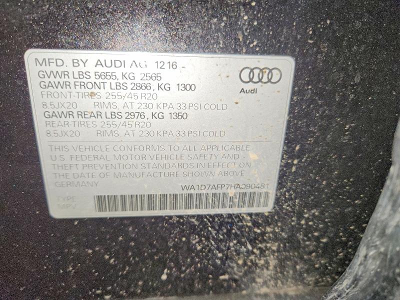 Aukcja sprzedaży 2017 Audi Q5, vin: WA1D7AFP7HA090481, numer aukcji: 58289716