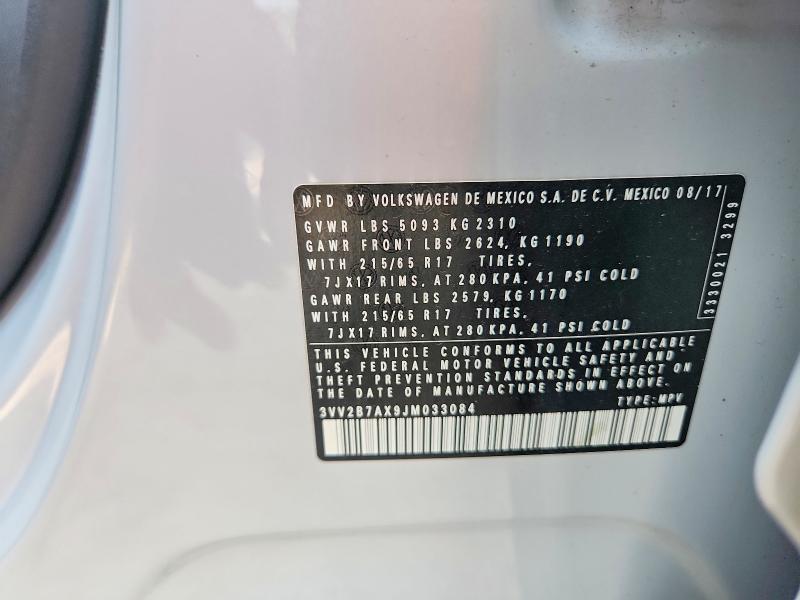 Продажа на аукционе авто 2018 Volkswagen Tiguan, vin: 3VV2B7AX9JM033084, номер лота: 57872286