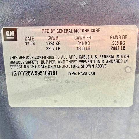 Продаж на аукціоні авто 2009 Chevrolet Corvette, vin: 1G1YY26W595109761, номер лоту: 56534206
