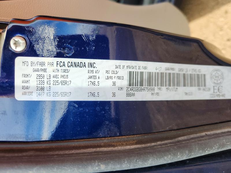 2017 Dodge Grand Caravan მანქანა იყიდება აუქციონზე, vin: 2C4RDGBG8HR750908, აუქციონის ნომერი: 55797516