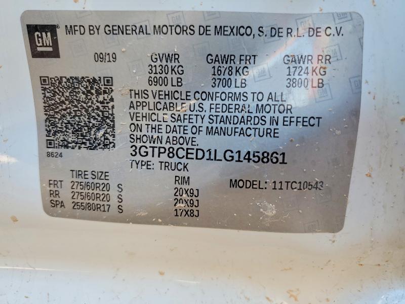 Продаж на аукціоні авто 2020 Gmc Sierra, vin: 3GTP8CED1LG145861, номер лоту: 85602925
