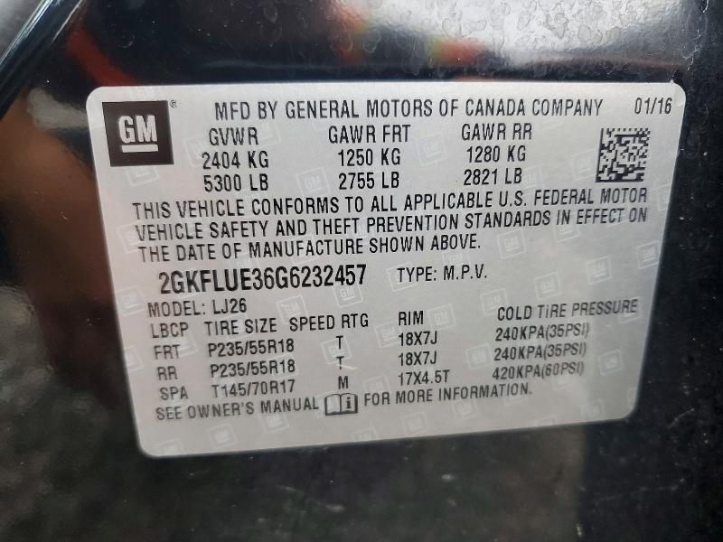 Продажа на аукционе авто 2016 Gmc Terrain, vin: 2GKFLUE36G6232457, номер лота: 56147046
