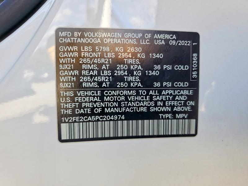57114946 :رقم المزاد ، 1V2FE2CA5PC204974 vin ، 2023 Volkswagen Atlas Cross Sport مزاد بيع