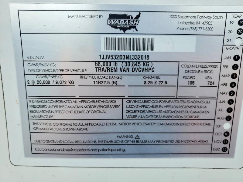 Продажа на аукционе авто 2022 Wabash Dvc, vin: 1JJV532D3NL332018, номер лота: 57756856