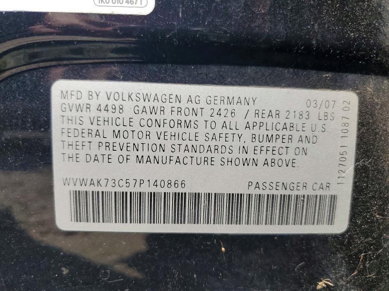 Aukcja sprzedaży 2007 Volkswagen Passat, vin: WVWAK73C57P140866, numer aukcji: 56806776