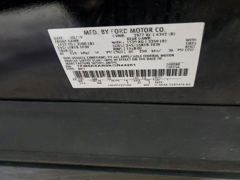 2019 Ford Explorer მანქანა იყიდება აუქციონზე, vin: 1FM5K8AR9KGB44261, აუქციონის ნომერი: 55866916