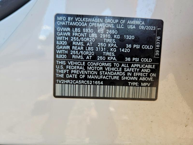 Продаж на аукціоні авто 2024 Volkswagen Atlas, vin: 1V2HR2CA5RC521654, номер лоту: 57464486