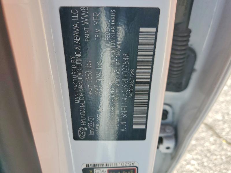 2021 Hyundai Elantra მანქანა იყიდება აუქციონზე, vin: 5NPLN4AG3MH027848, აუქციონის ნომერი: 57353396