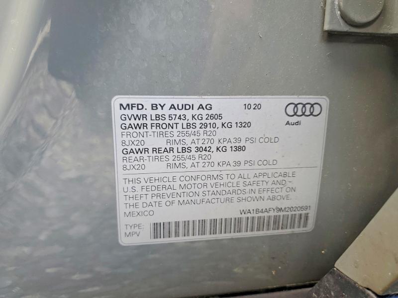 57522066 :رقم المزاد ، WA1B4AFY9M2020591 vin ، 2021 Audi Sq5 مزاد بيع