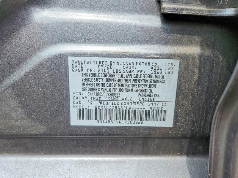 2020 Nissan Sentra მანქანა იყიდება აუქციონზე, vin: 3N1AB8CV6LY300322, აუქციონის ნომერი: 58749856