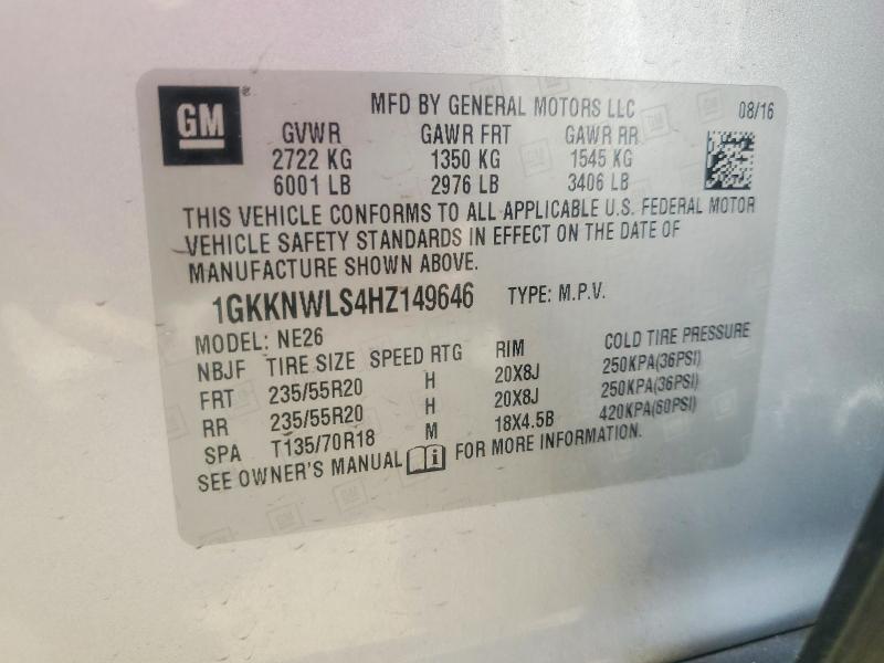 Продажа на аукционе авто 2017 Gmc Acadia, vin: 1GKKNWLS4HZ149646, номер лота: 58033446