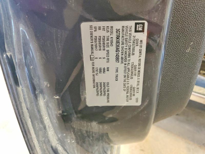 57642316 :رقم المزاد ، 3GTRKVE36AG143887 vin ، 2010 Gmc Sierra مزاد بيع