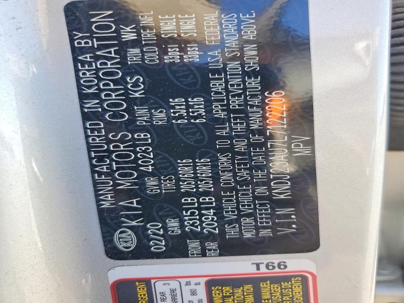 58984016 :رقم المزاد ، KNDJ23AU7L7122206 vin ، 2020 Kia Soul مزاد بيع