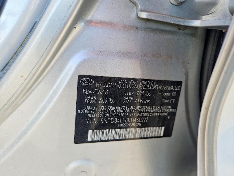 2019 Hyundai Elantra მანქანა იყიდება აუქციონზე, vin: 5NPD84LF8KH430222, აუქციონის ნომერი: 58387186