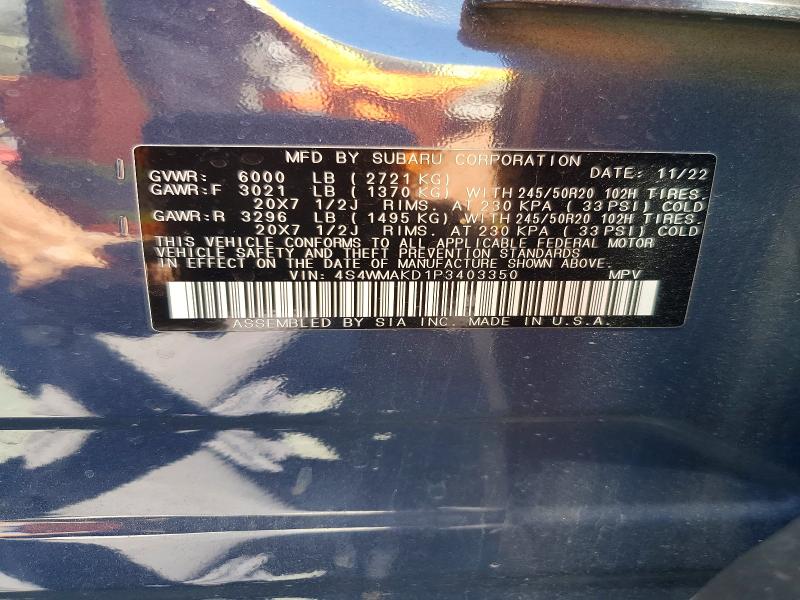 Продажа на аукционе авто 2023 Subaru Ascent, vin: 4S4WMAKD1P3403350, номер лота: 56669476